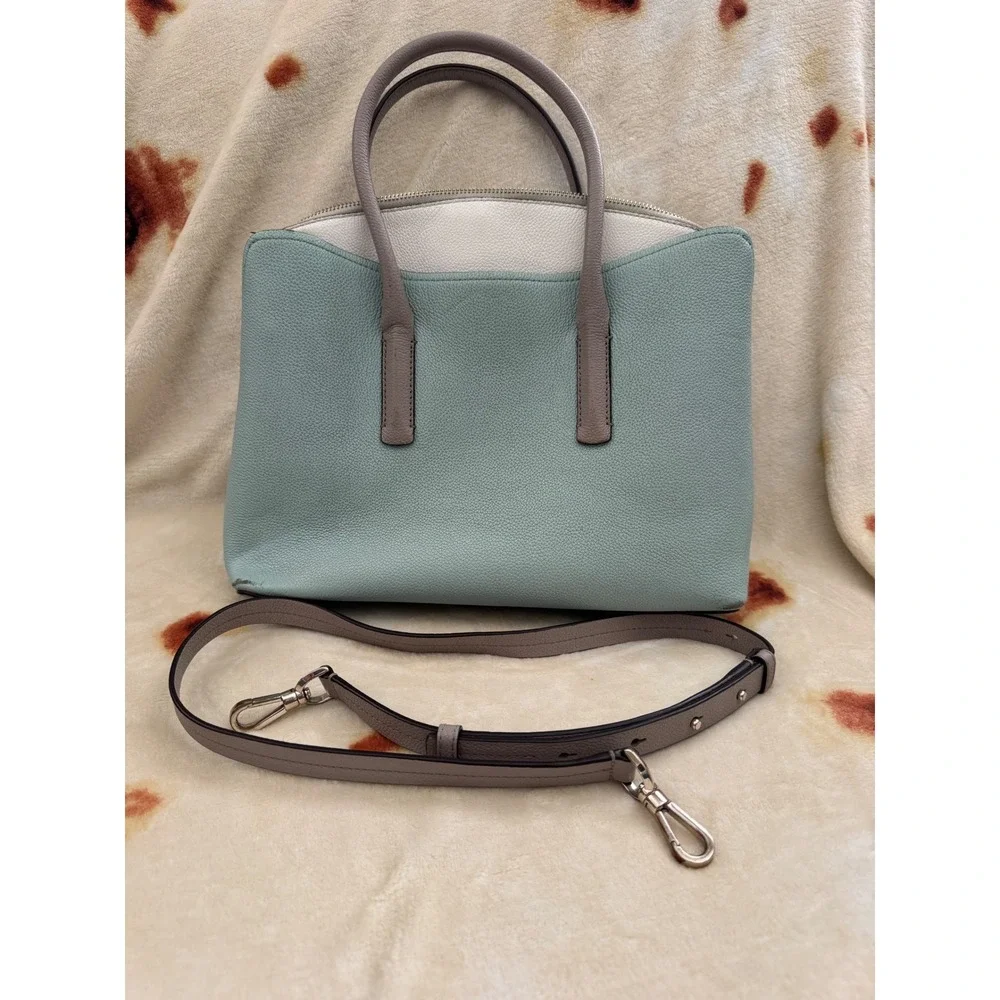 Kate Spade Margaux Large Satchel Leather Blue Gray PXRUA160 Crossbody Bag